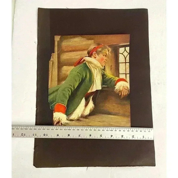 Antique August Hagborg Lithograph Print Swedish 15"x11" AT THE WINDOW - Picture 3 of 8